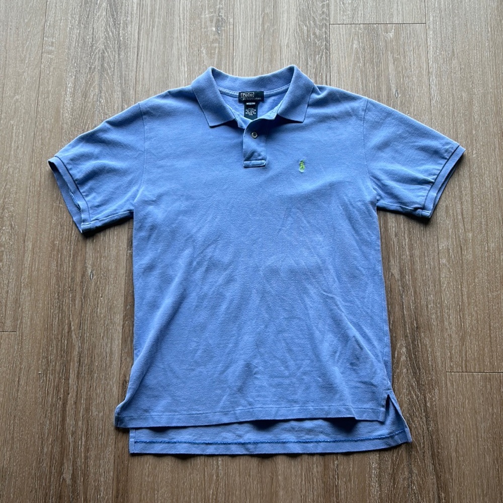 Polo Ralph Lauren Boys Polo Collared T-Shirt Blue 100% Cotton Sz M 12/14